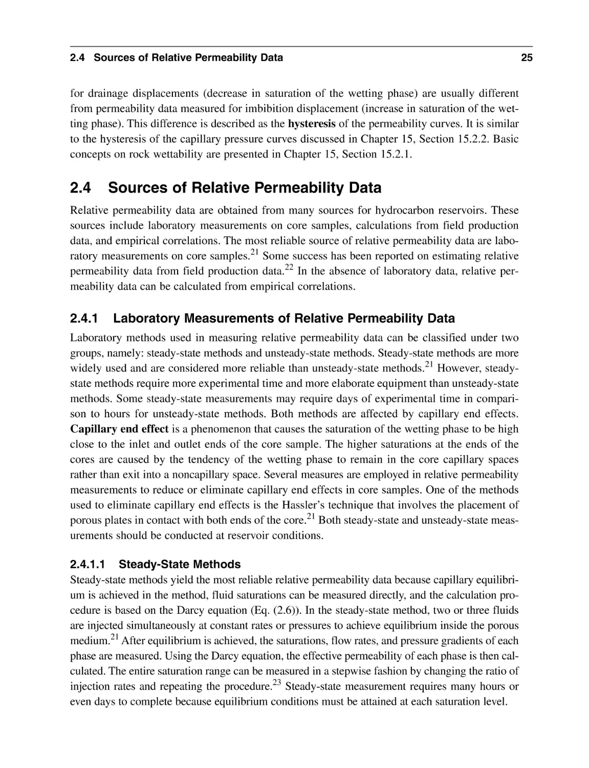 2.4 Sources of Relative Permeability Data
2.4.1 Laboratory Measurements of Relative Permeability Data