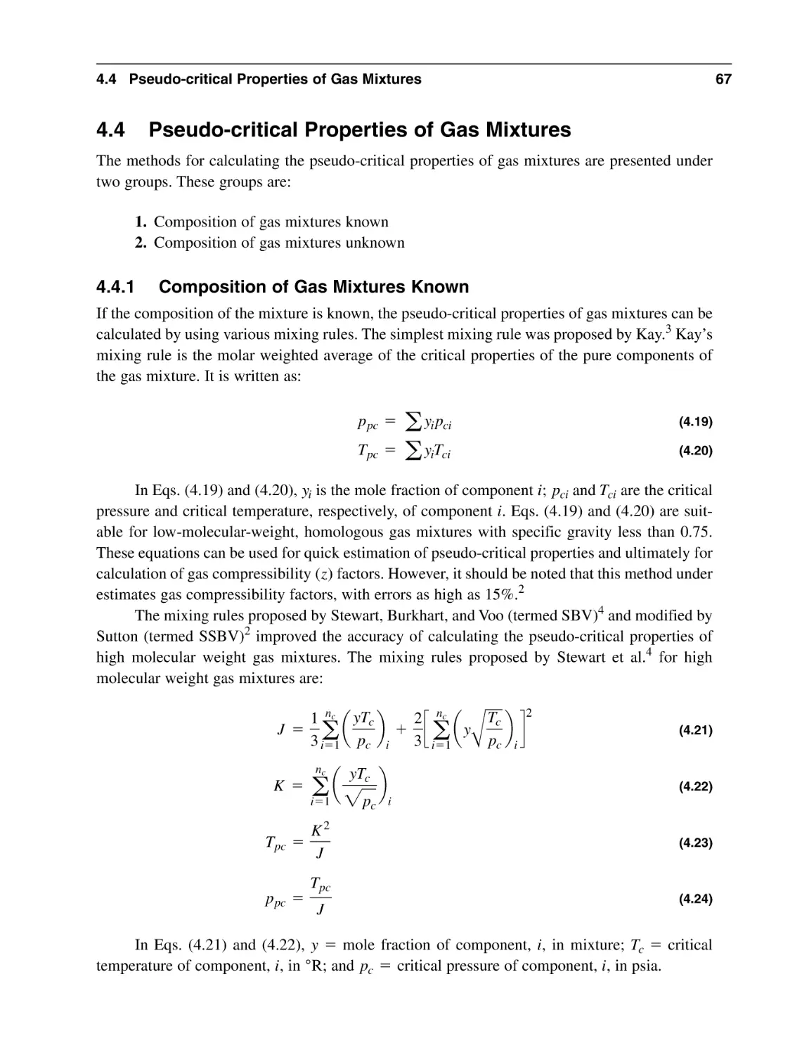 4.4 Pseudo-critical Properties of Gas Mixtures
4.4.1 Composition of Gas Mixtures Known