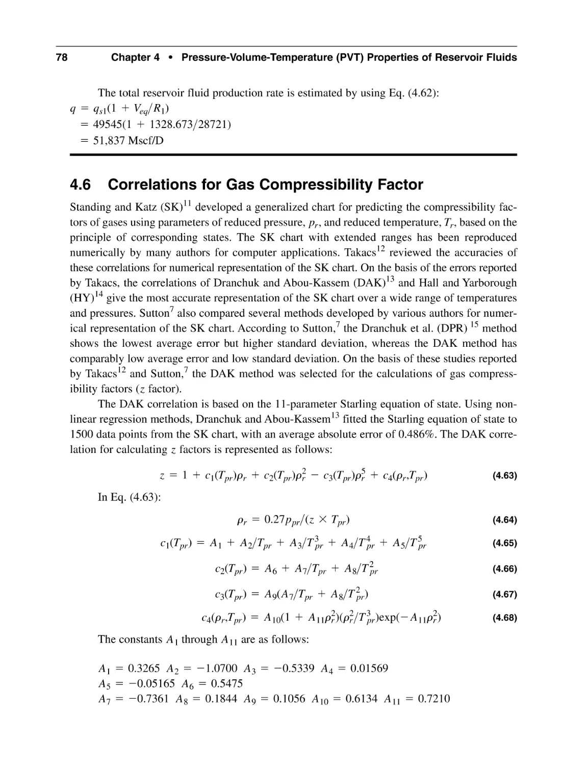 4.6 Correlations for Gas Compressibility Factor