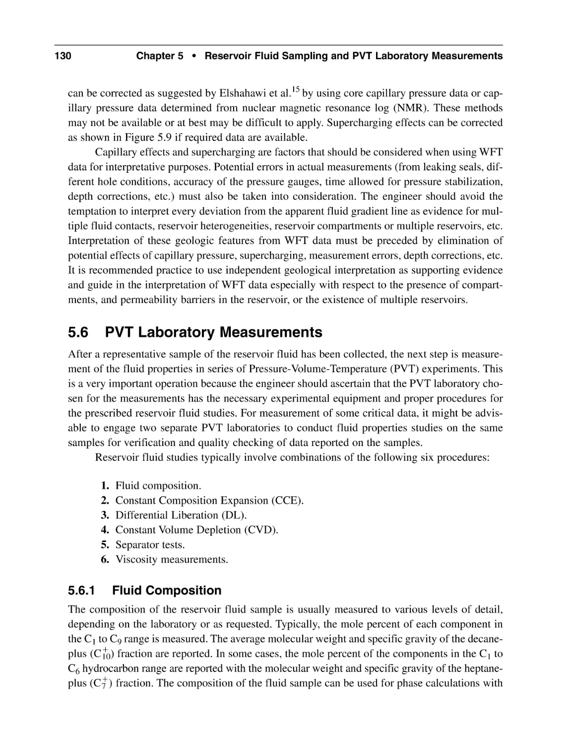 5.6 PVT Laboratory Measurements
5.6.1 Fluid Composition