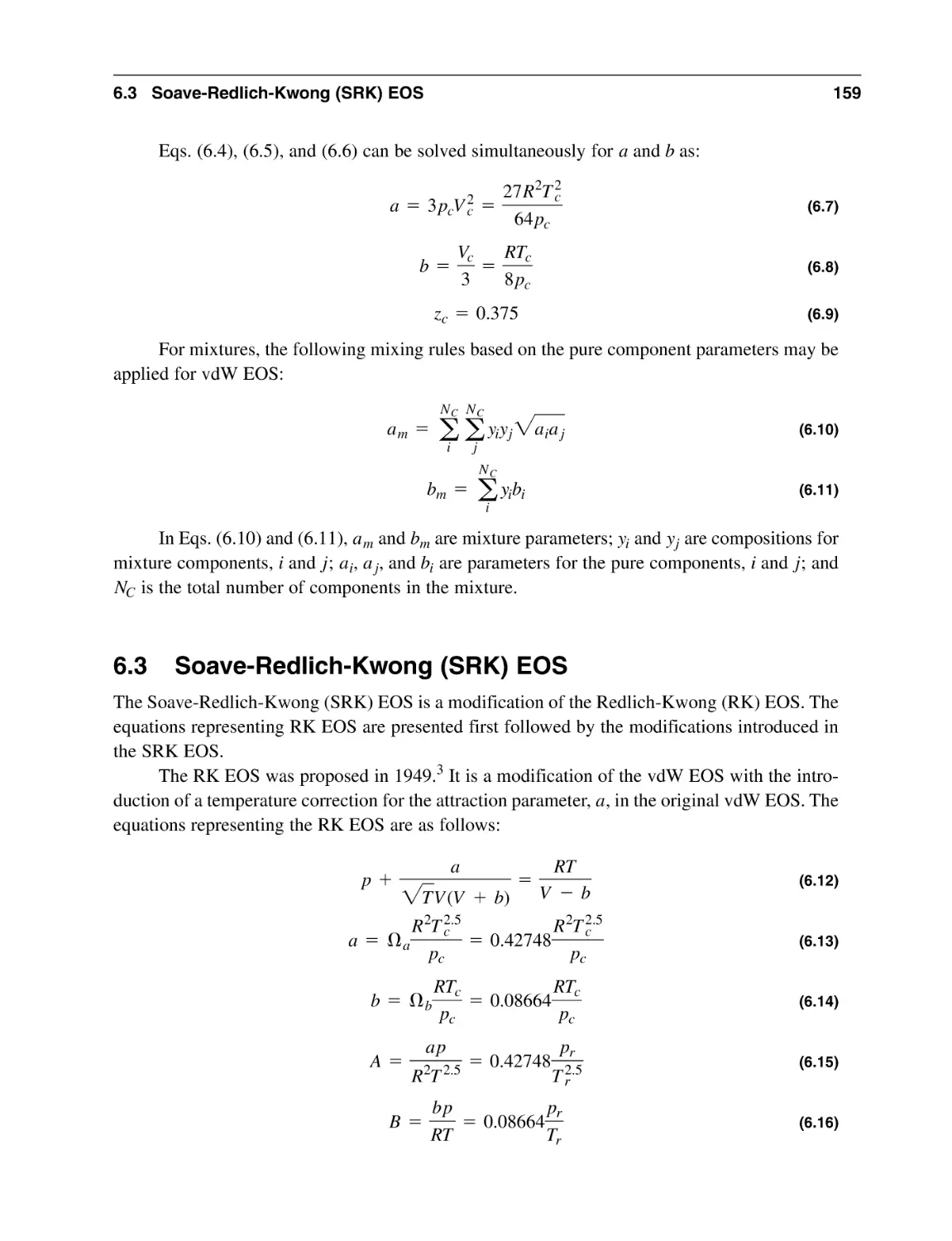 6.3 Soave-Redlich-Kwong (SRK) EOS