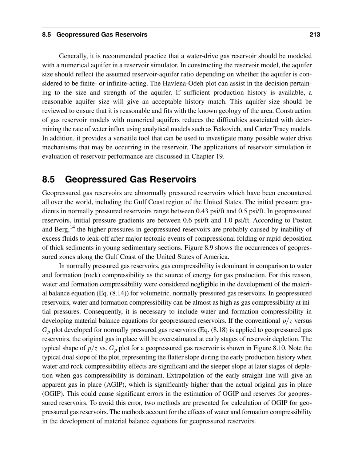 8.5 Geopressured Gas Reservoirs