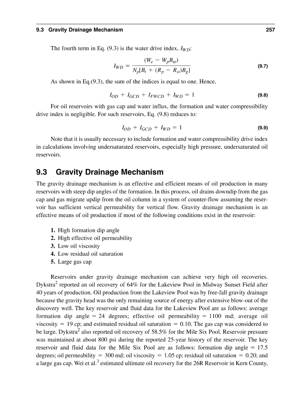 9.3 Gravity Drainage Mechanism