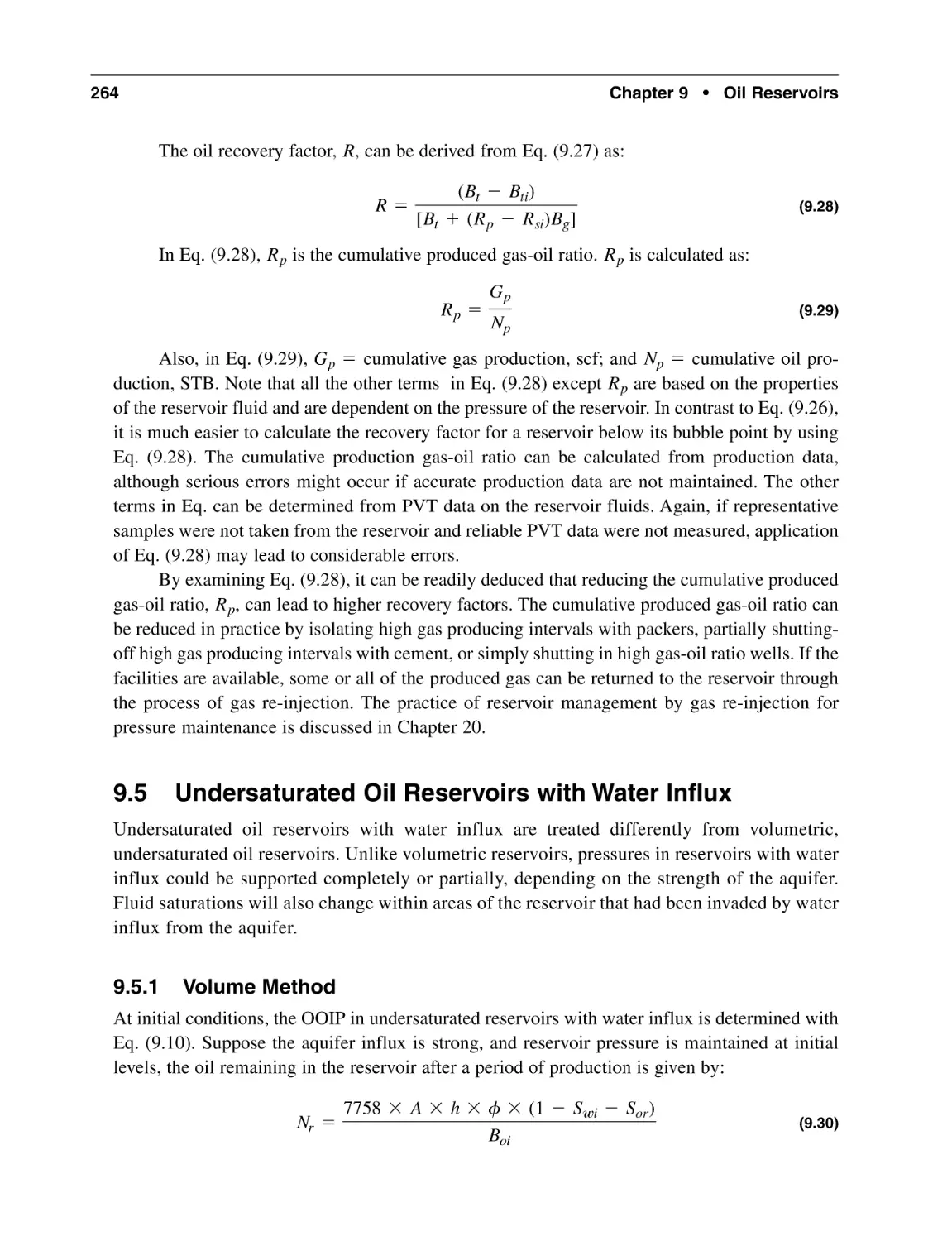 9.5 Undersaturated Oil Reservoirs with Water Influx
9.5.1 Volume Method