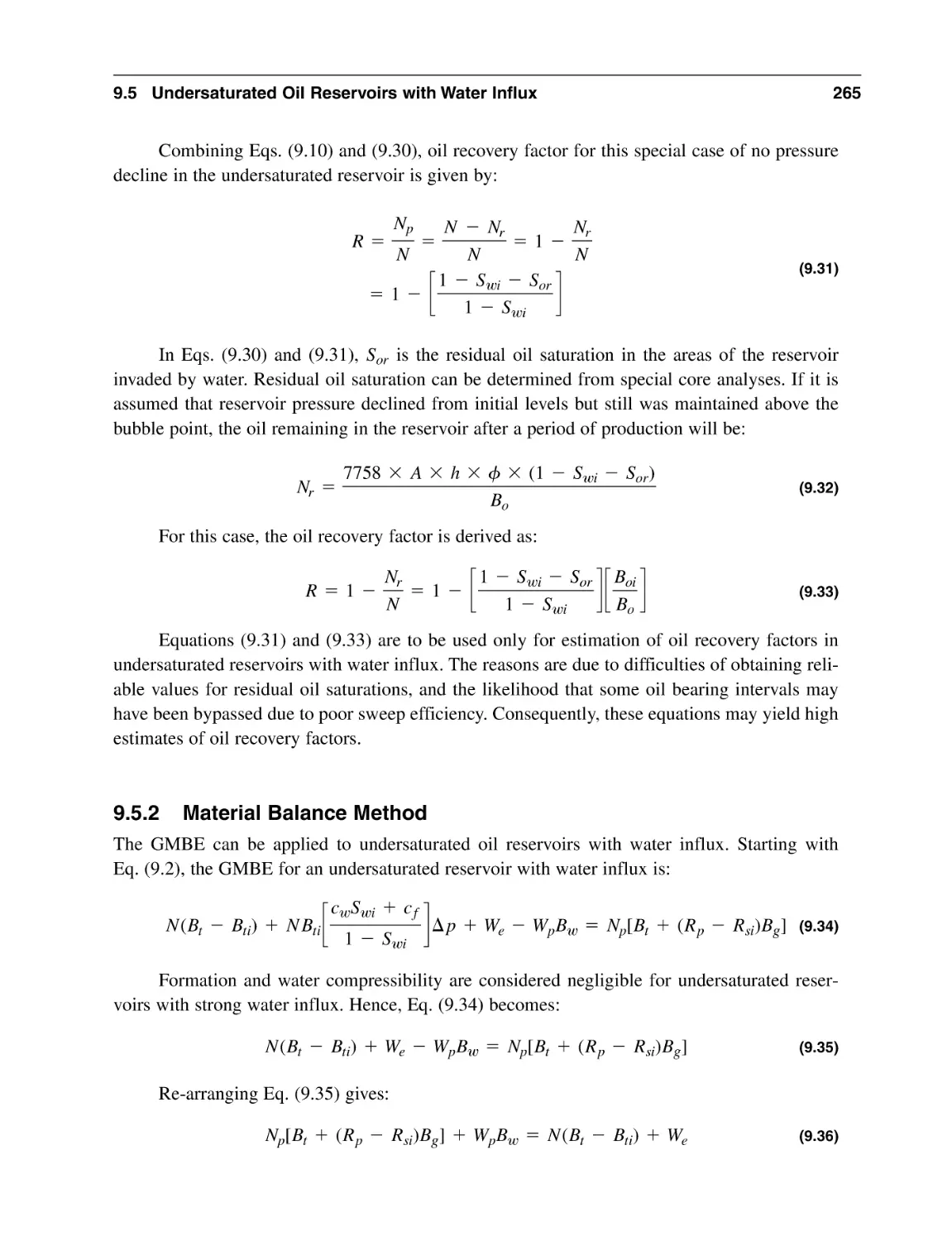 9.5.2 Material Balance Method