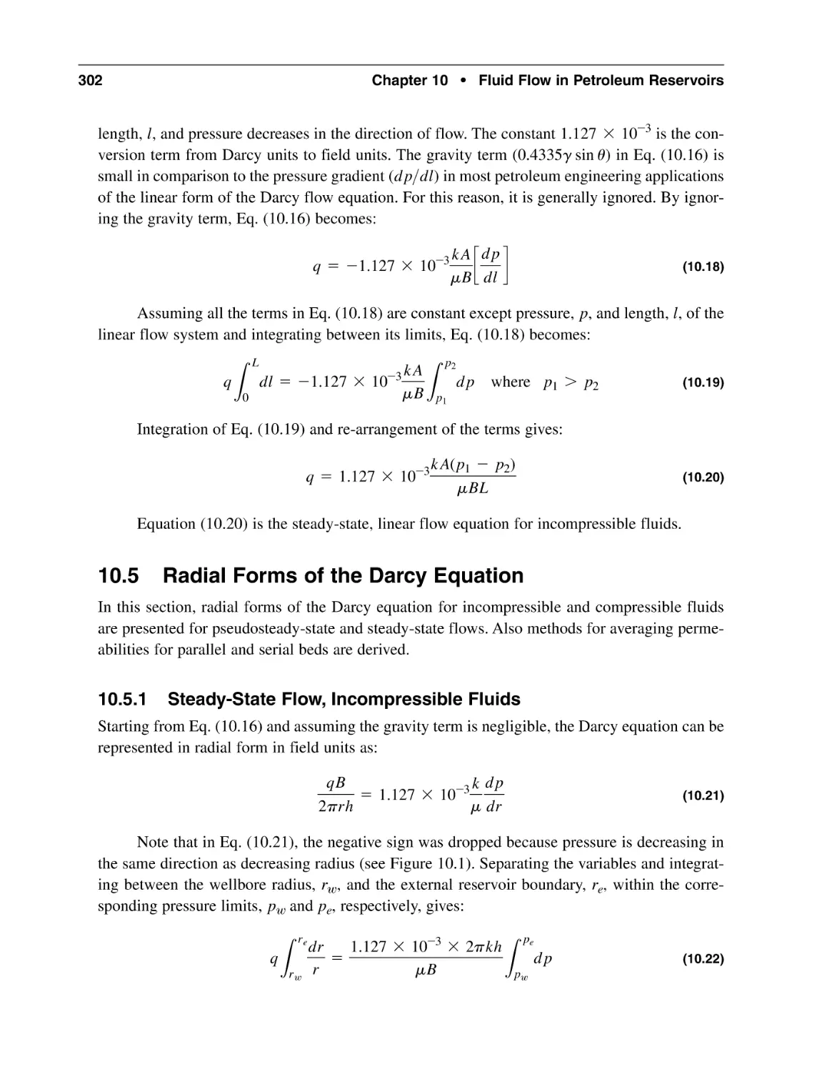 10.5 Radial Forms of the Darcy Equation
10.5.1 Steady-State Flow, Incompressible Fluids