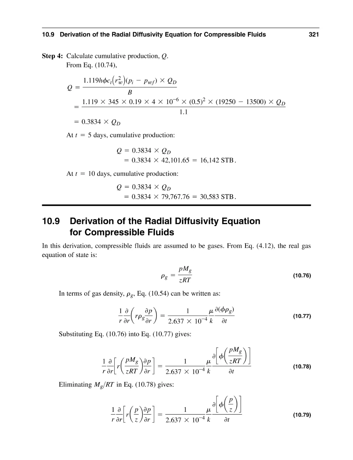 10.9 Derivation of the Radial Diffusivity Equation for Compressible Fluids