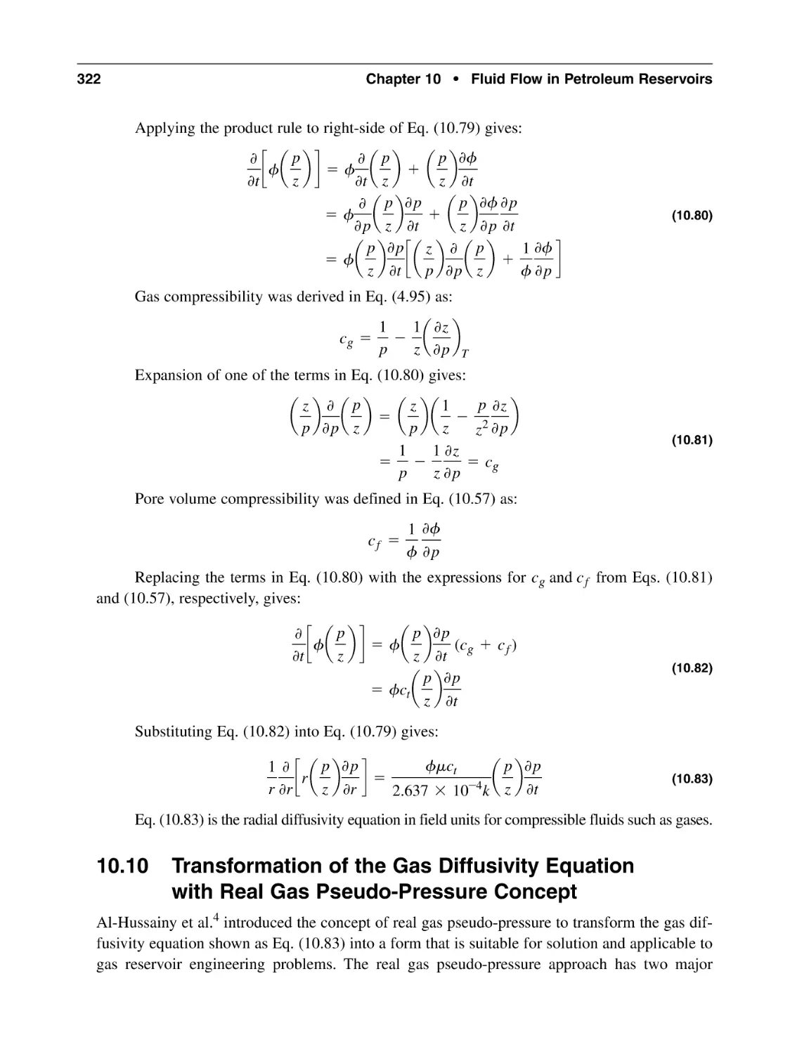 10.10 Transformation of the Gas Diffusivity Equation with Real Gas Pseudo-Pressure Concept