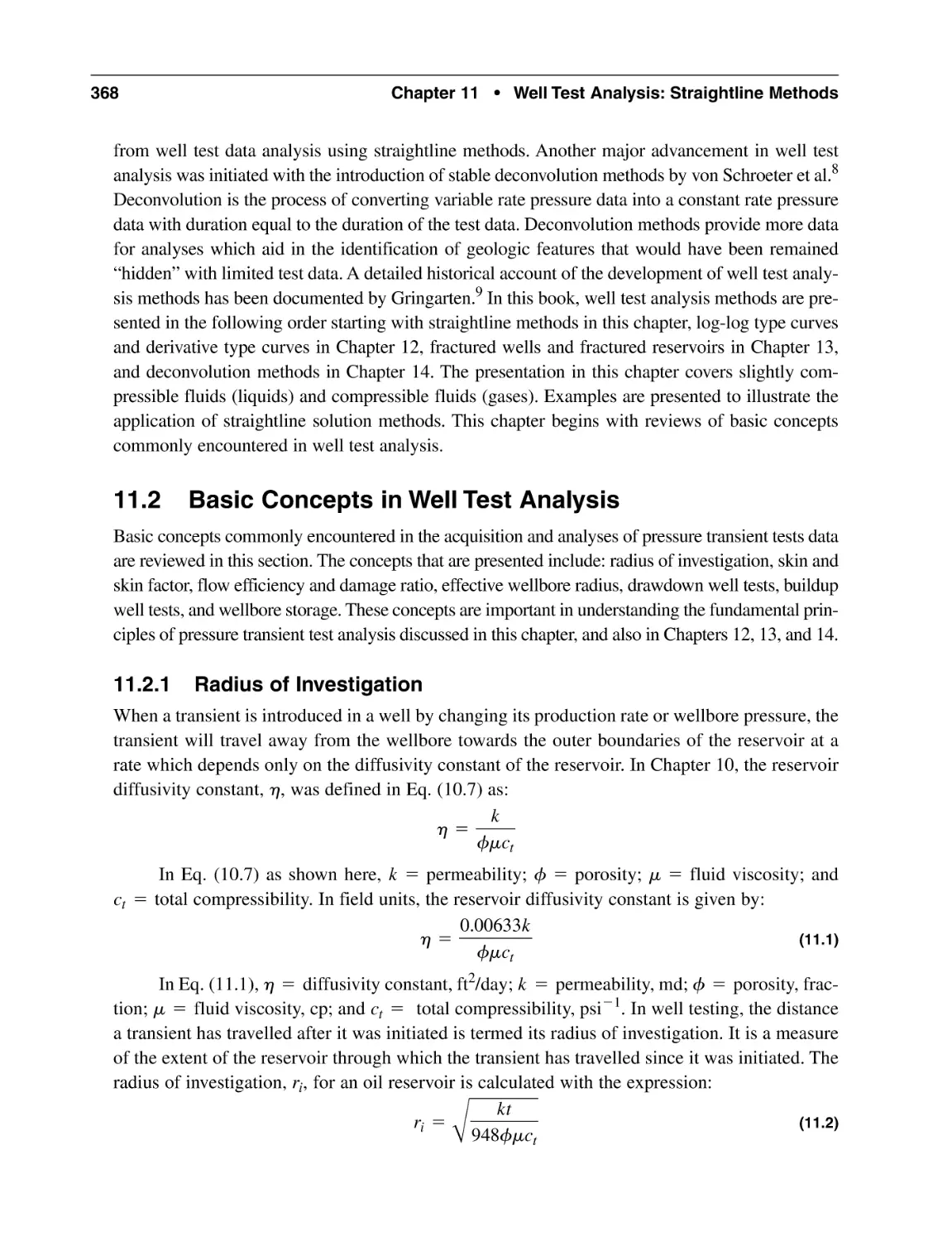 11.2 Basic Concepts in Well Test Analysis
11.2.1 Radius of Investigation