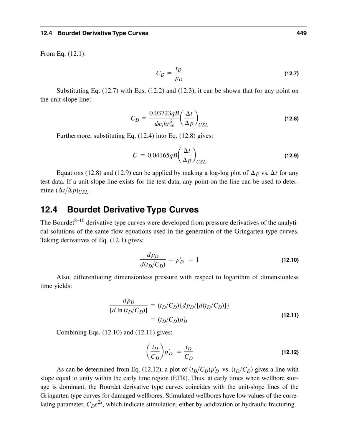 12.4 Bourdet Derivative Type Curves