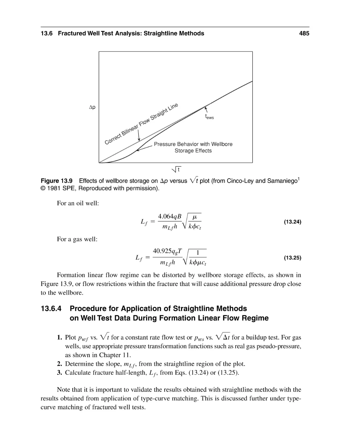 13.6.4 Procedure for Application of Straightline Methods on Well Test Data During Formation Linear Flow Regime