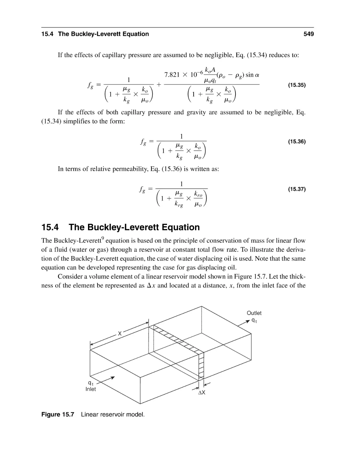 15.4 The Buckley-Leverett Equation