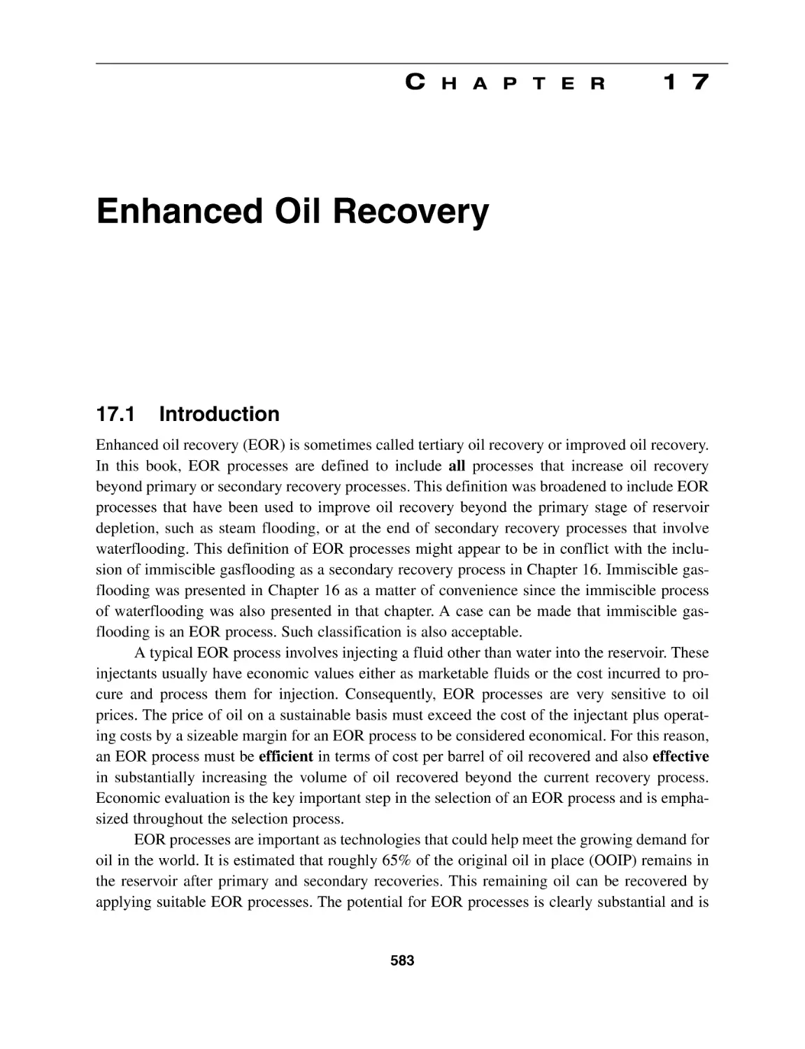 Chapter 17 Enhanced Oil Recovery
17.1 Introduction
