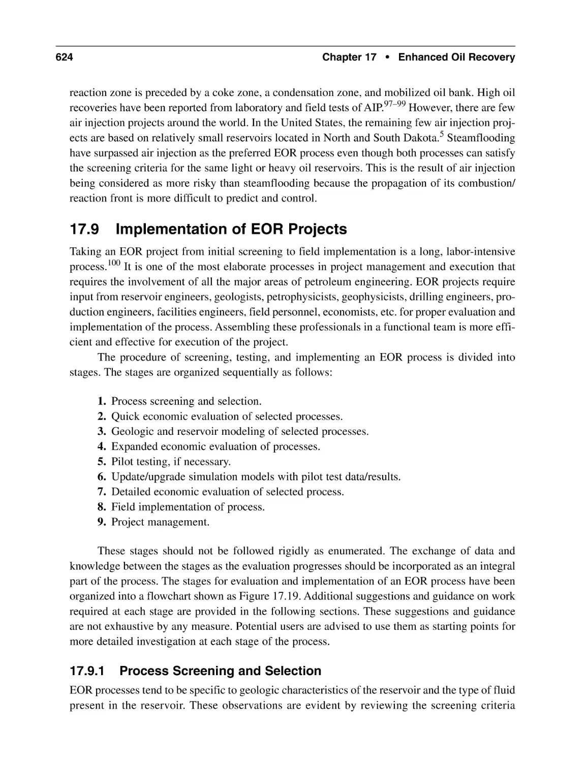 17.9 Implementation of EOR Projects
17.9.1 Process Screening and Selection