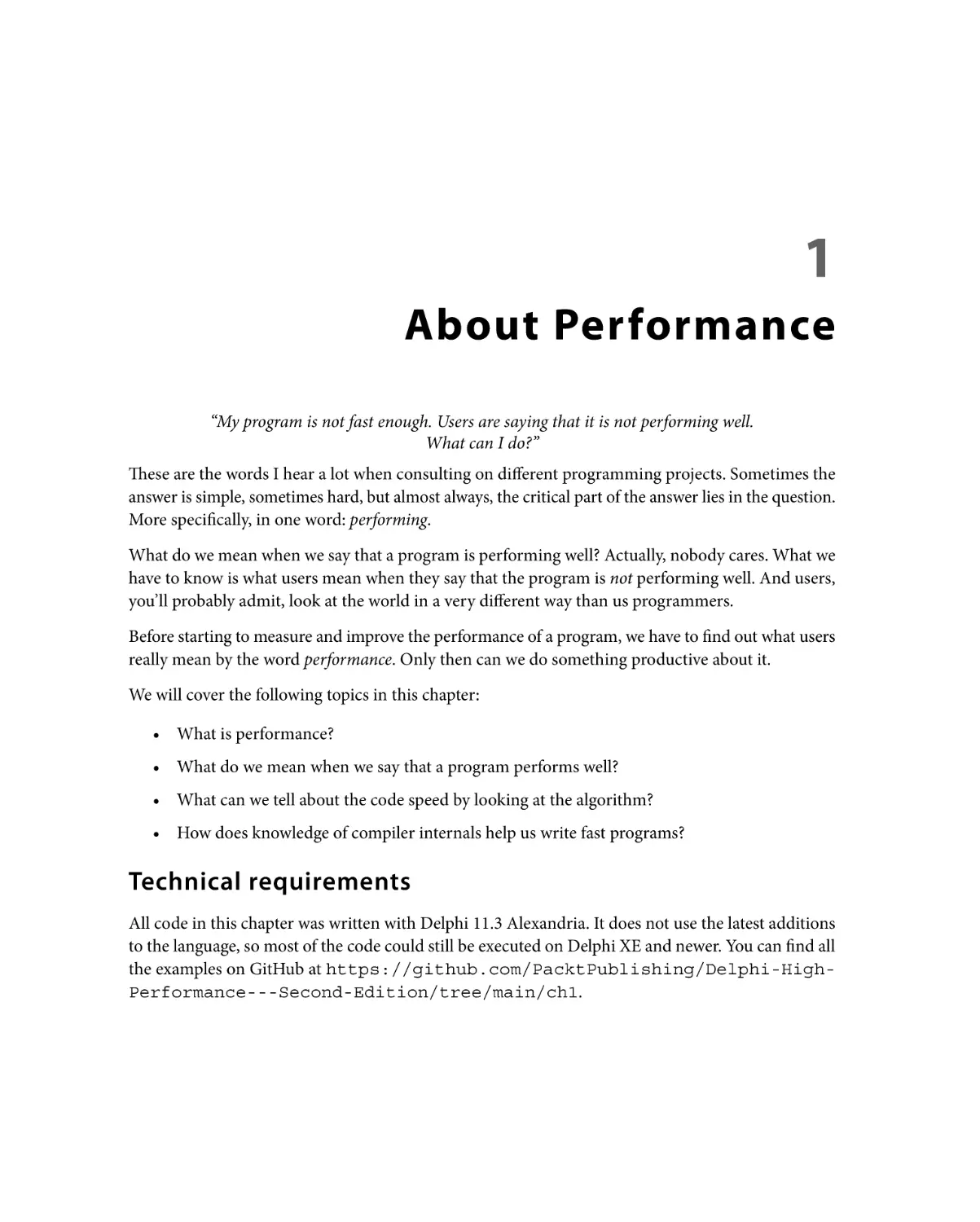 Chapter 1
Technical requirements