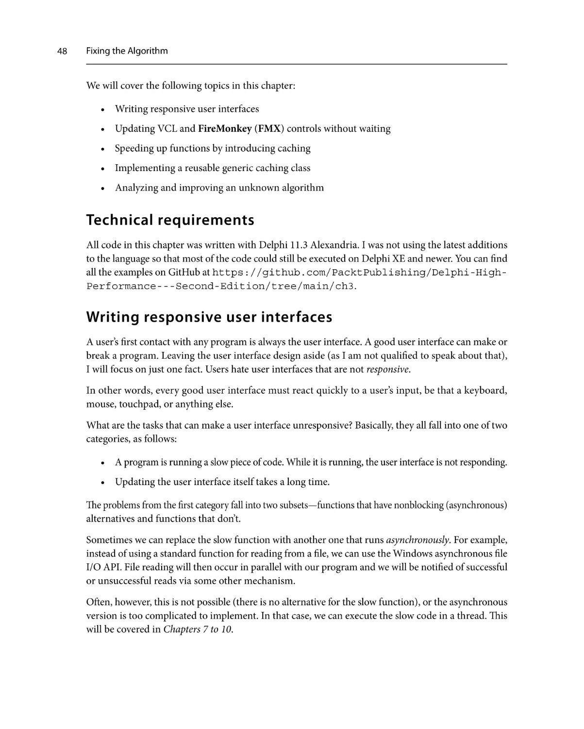 Technical requirements
Writing responsive user interfaces