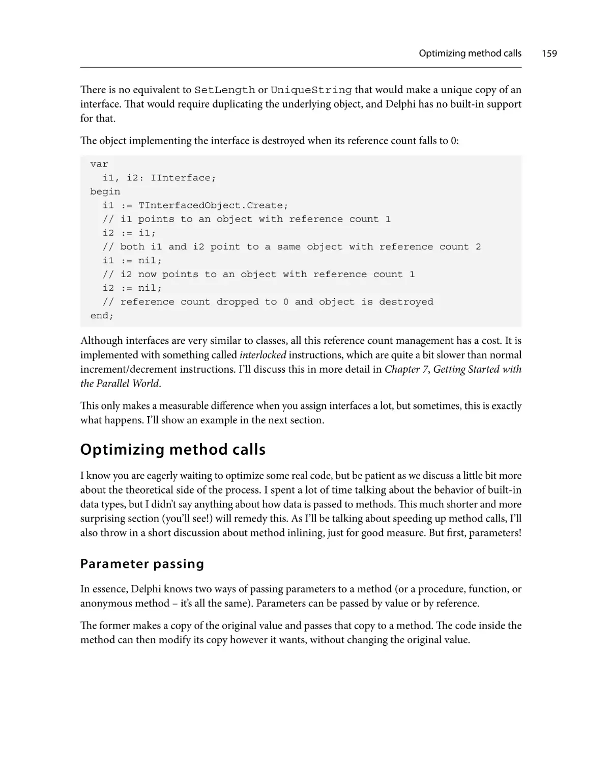 Optimizing method calls
Parameter passing