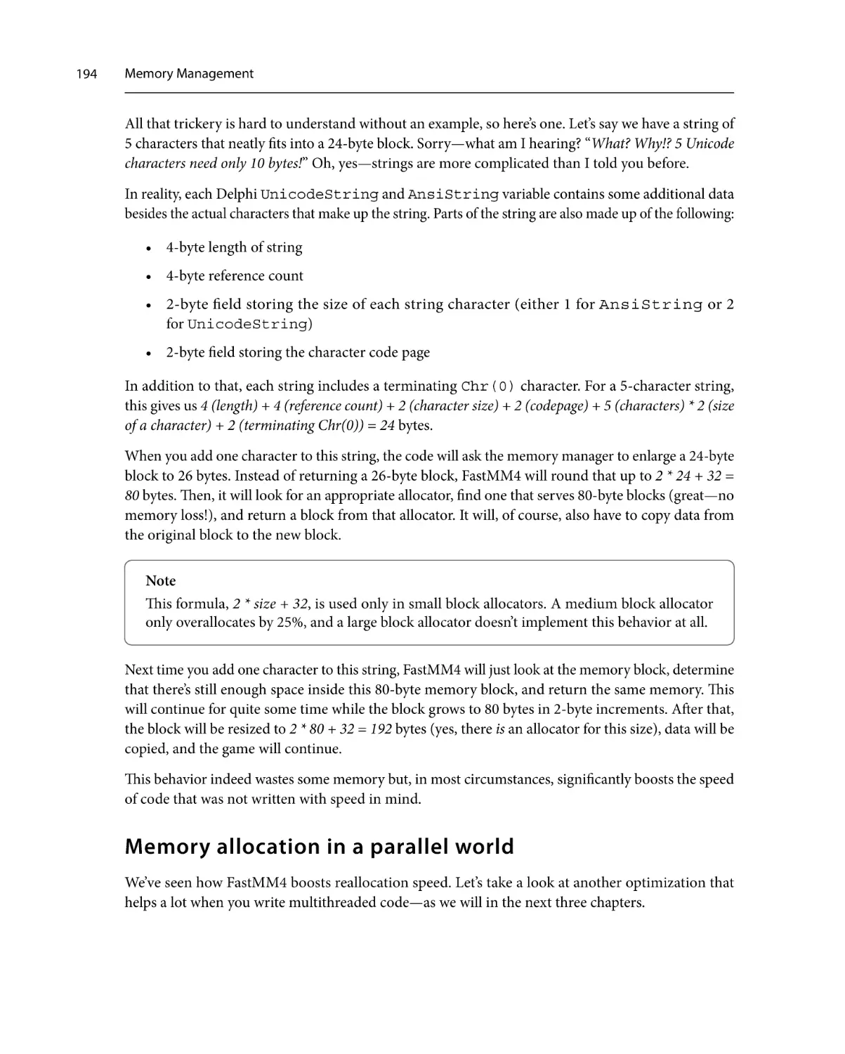 Memory allocation in a parallel world