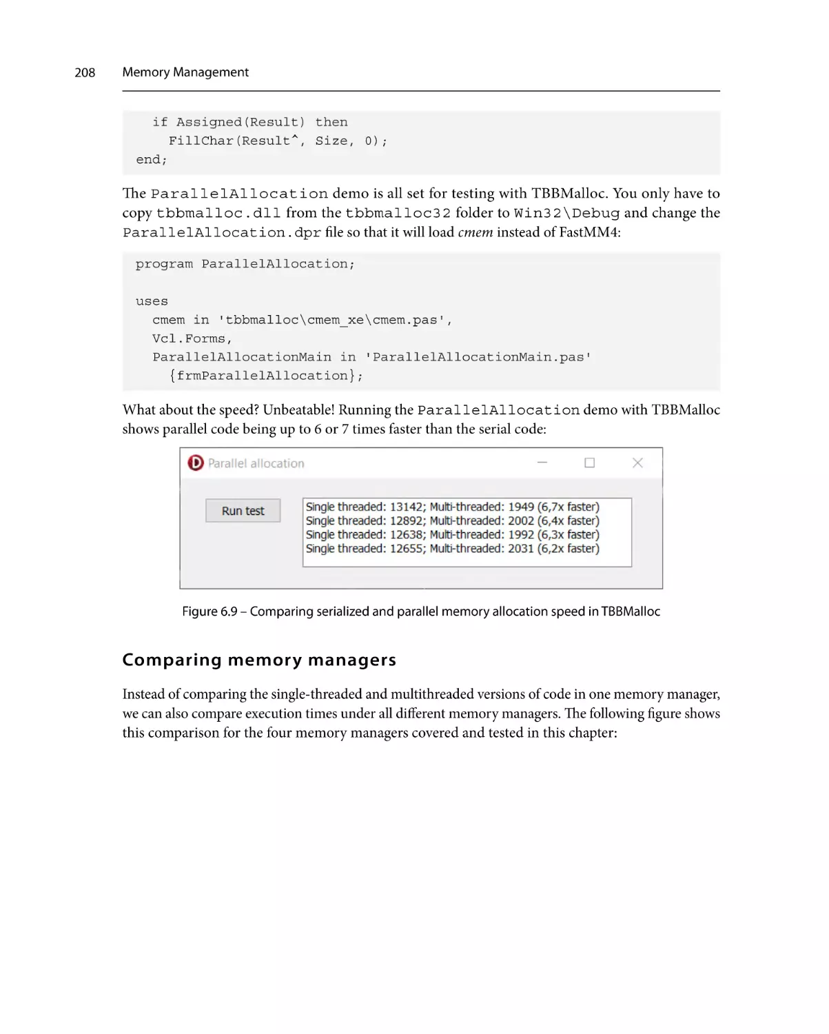 Comparing memory managers