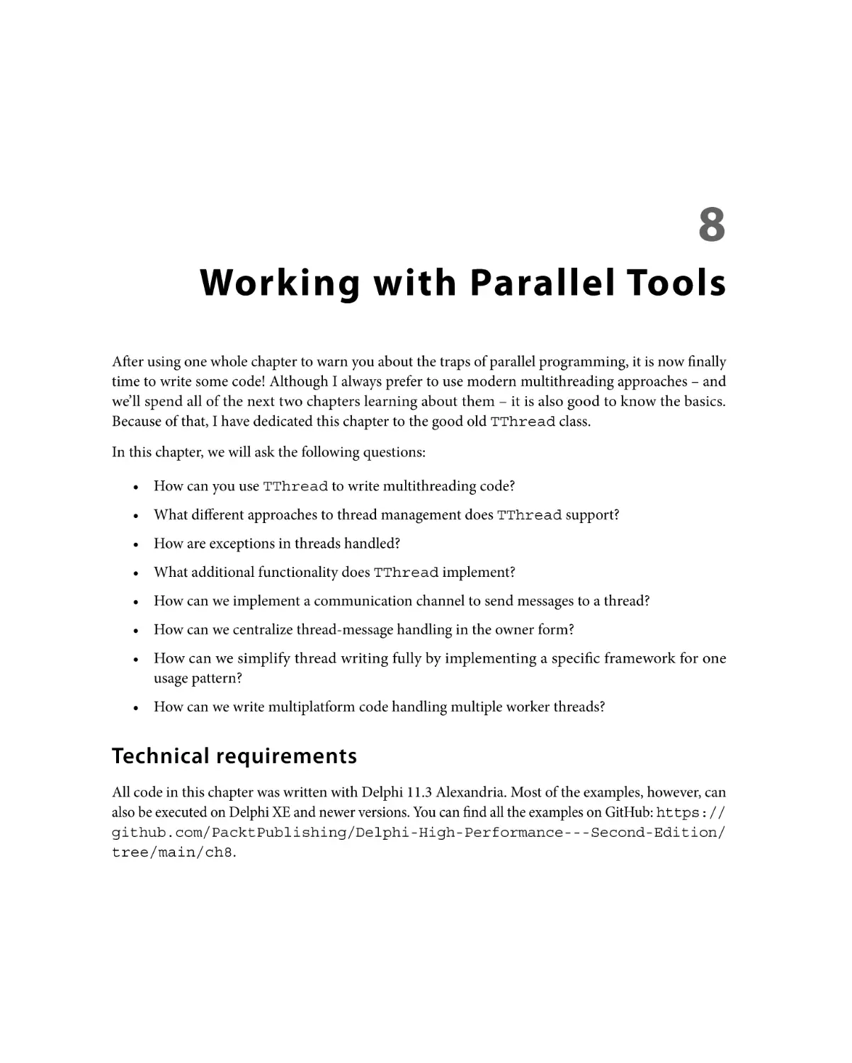 Chapter 8
Technical requirements