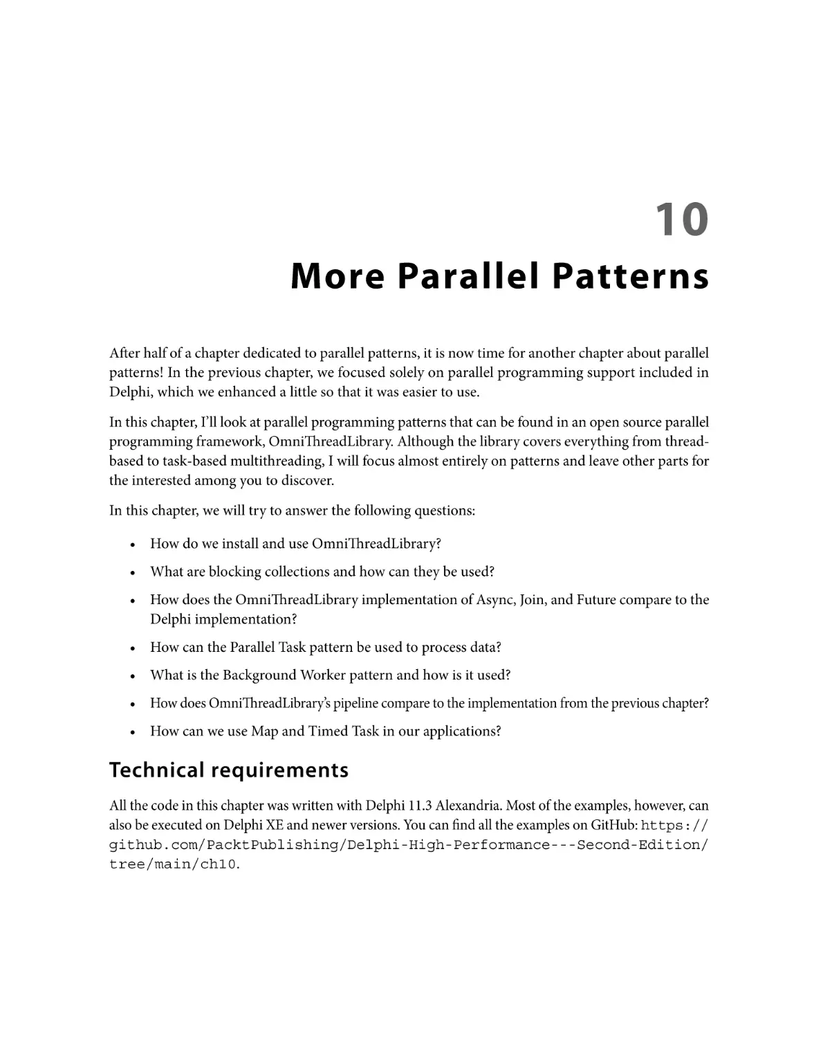 Chapter 10
Technical requirements