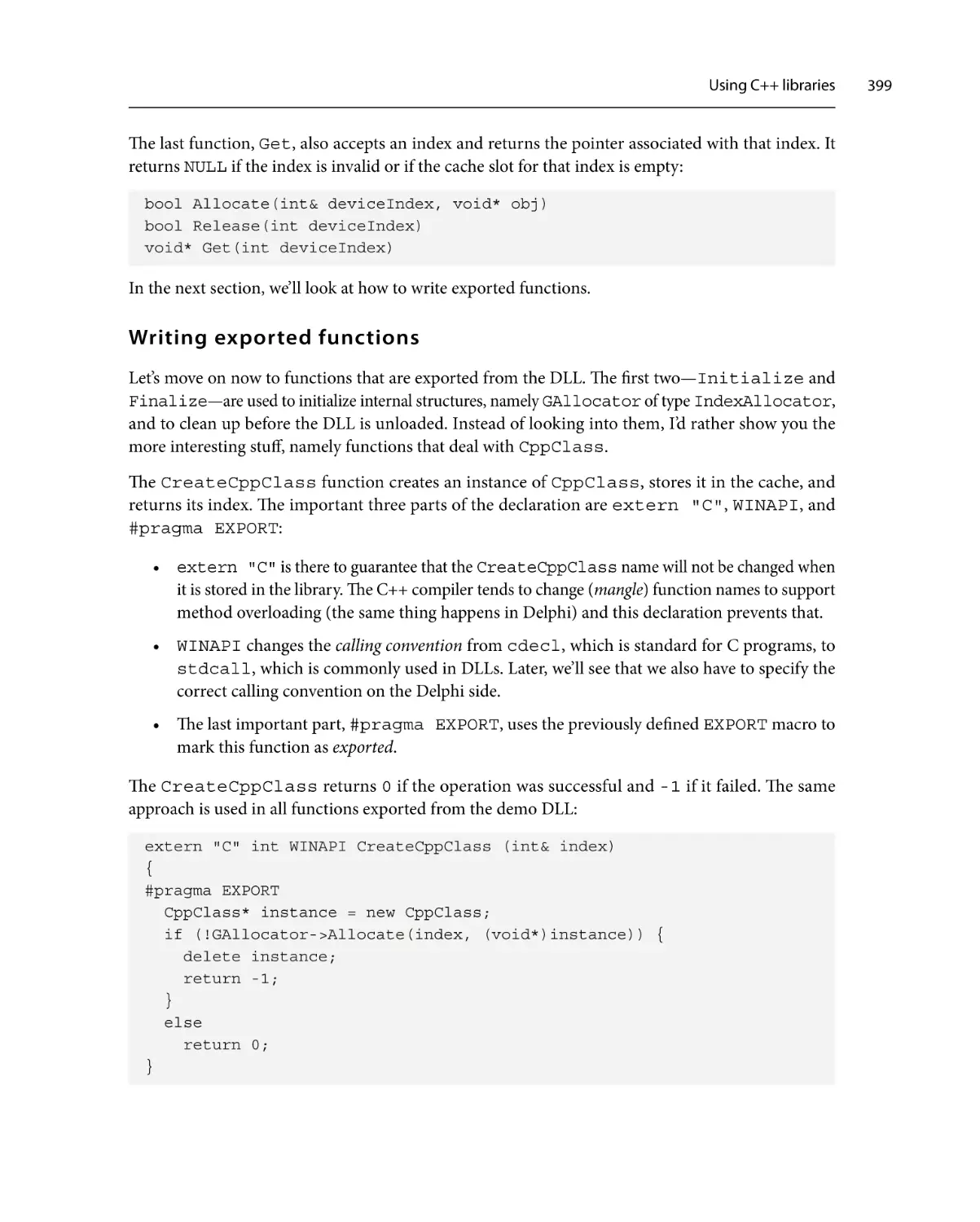 Writing exported functions