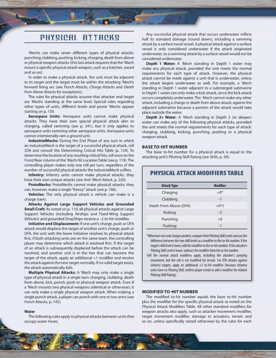 Physical Attacks
Base To-Hit Number
Modified To-Hit Number