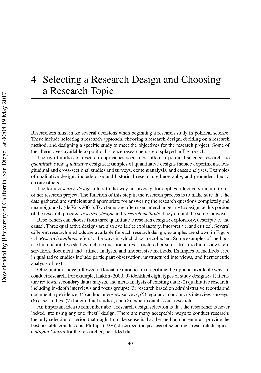4 Selecting a Research Design and Choosing a Research Topic