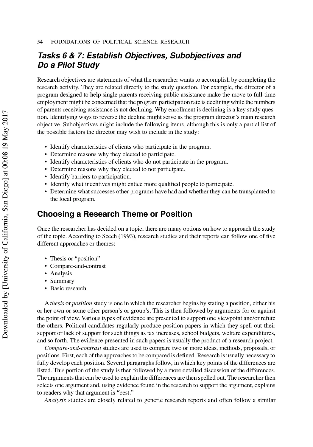 Choosing a Research Theme or Position