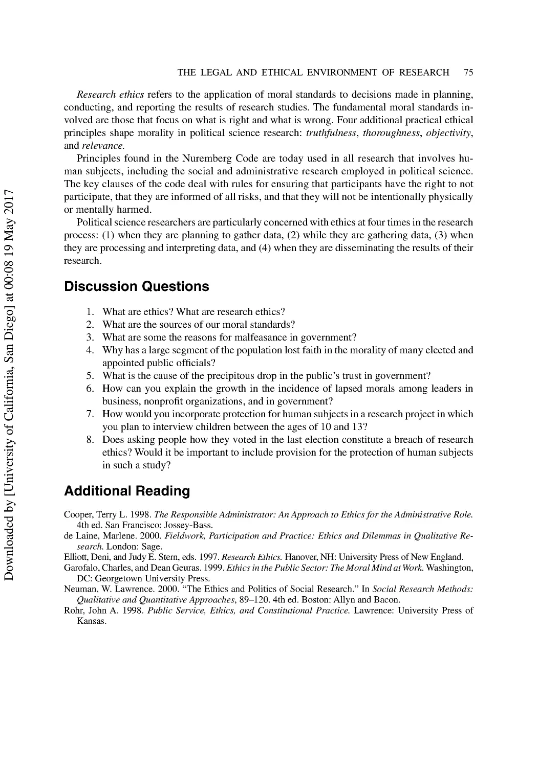 Discussion Questions
Additional Reading