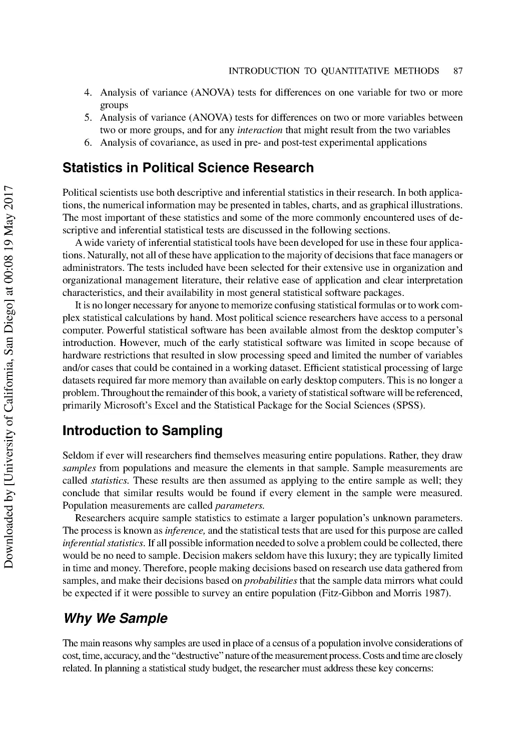Statistics in Political Science Research
Introduction to Sampling