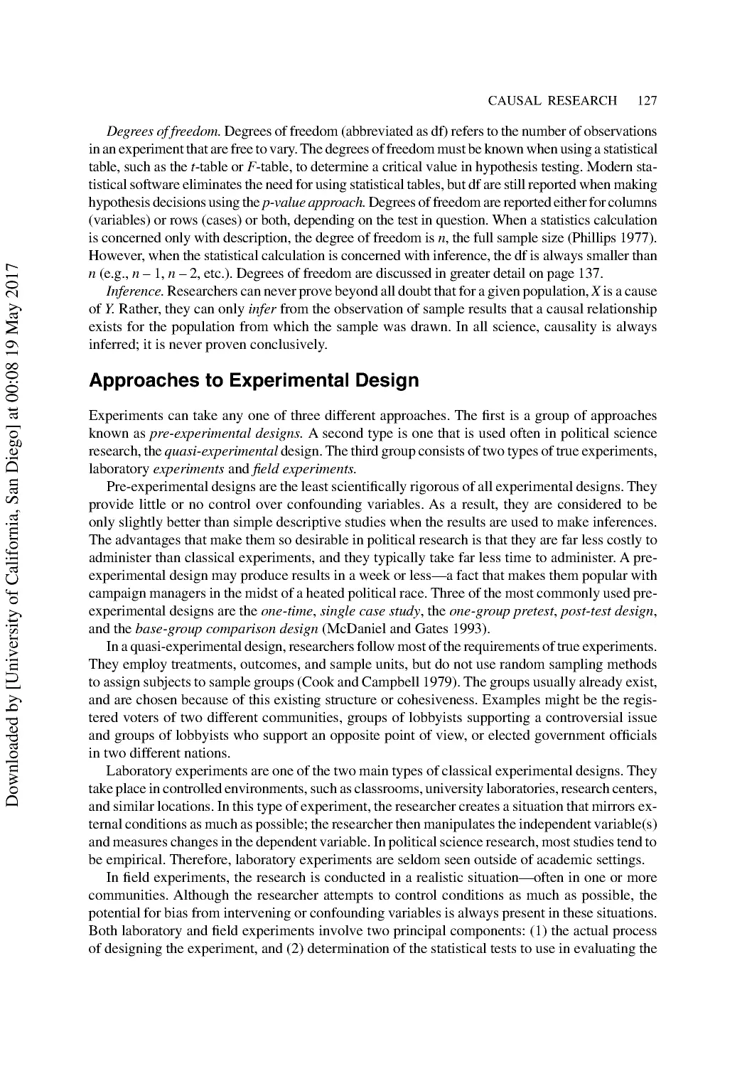 Approaches to Experimental Design