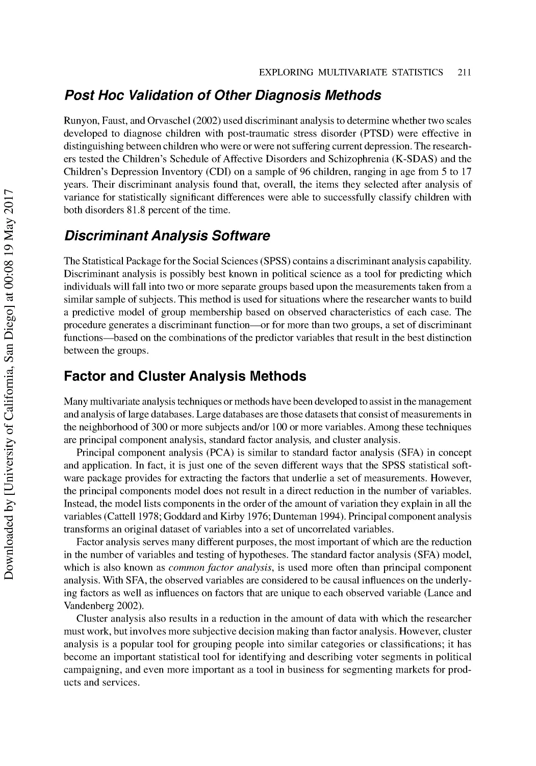 Factor and Cluster Analysis Methods