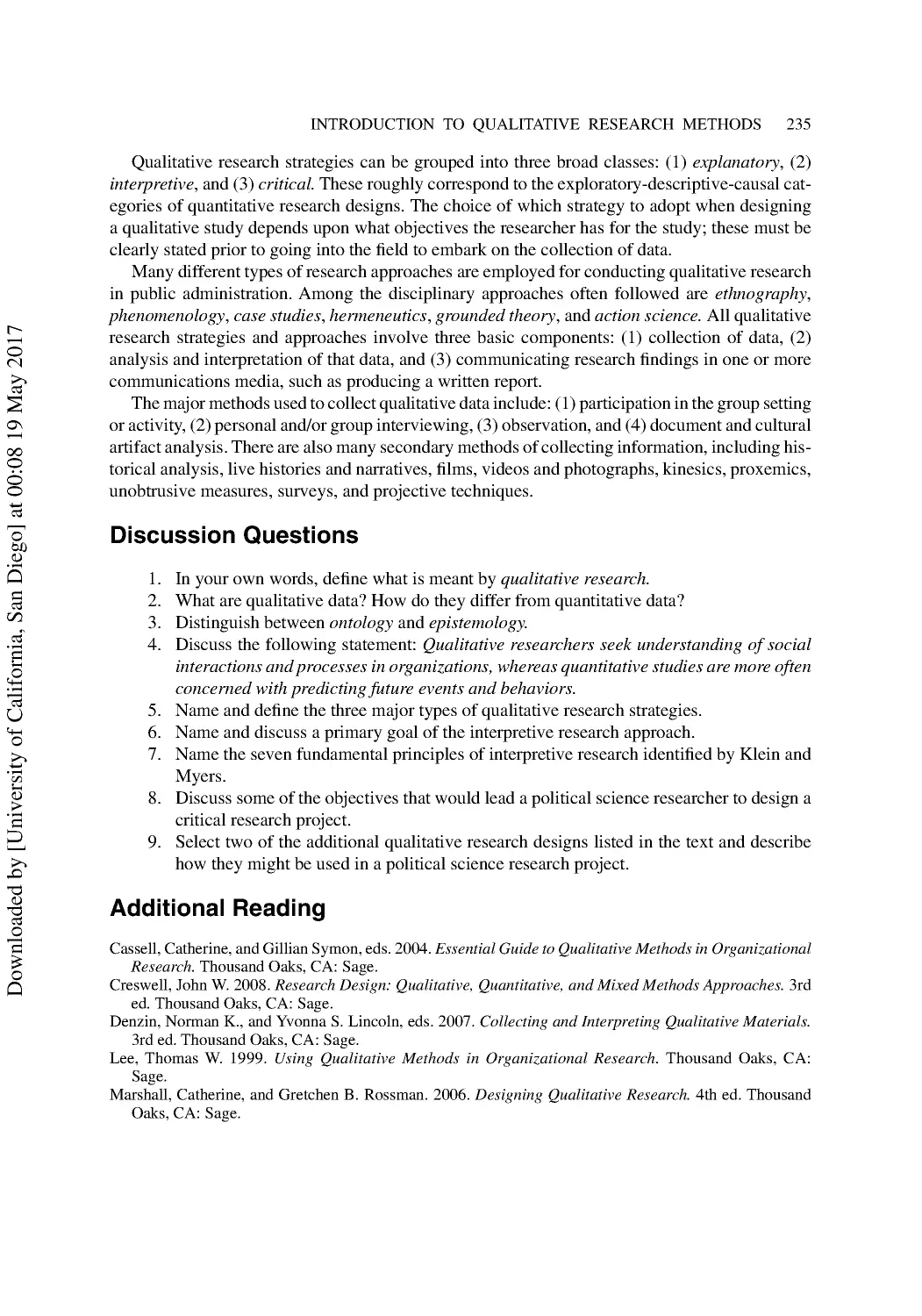 Discussion Questions
Additional Reading