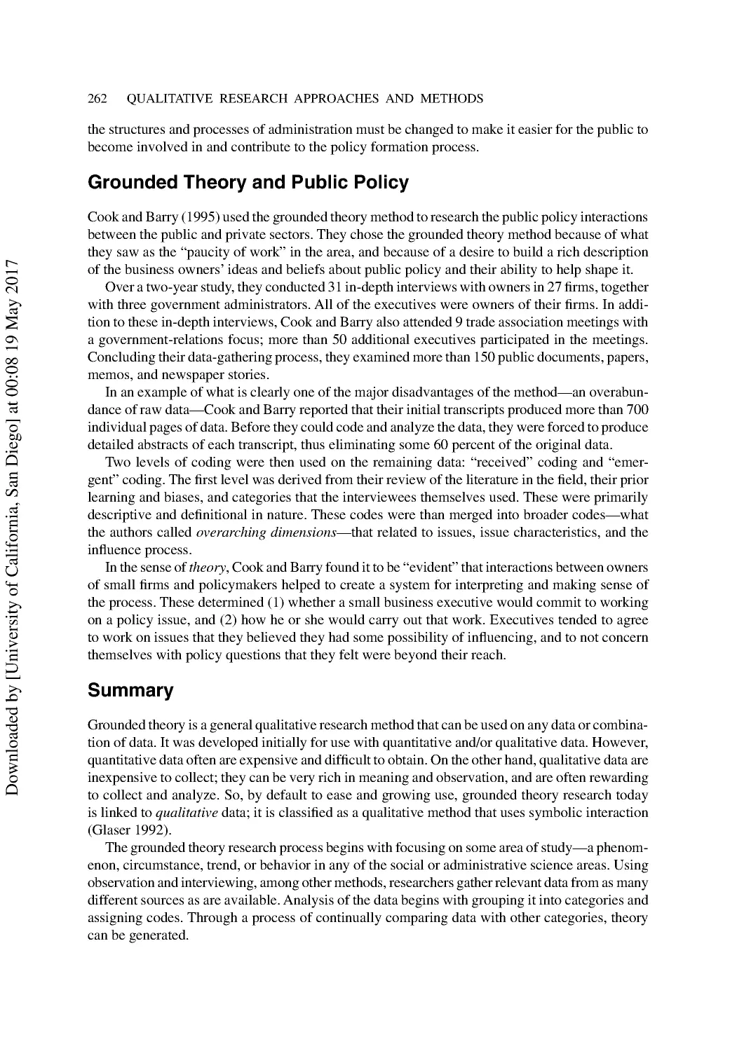Grounded Theory and Public Policy
Summary