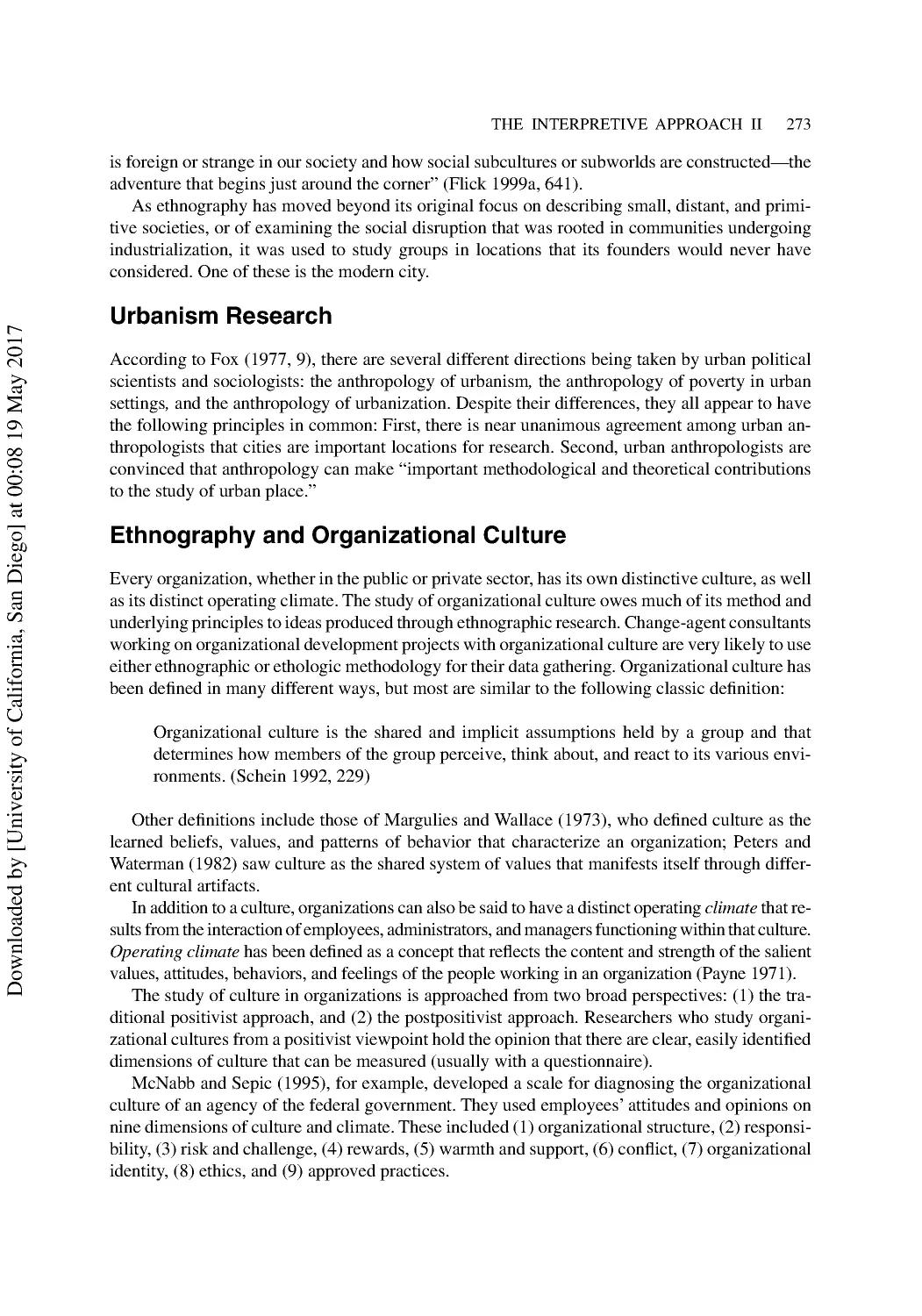 Urbanism Research
Ethnography and Organizational Culture