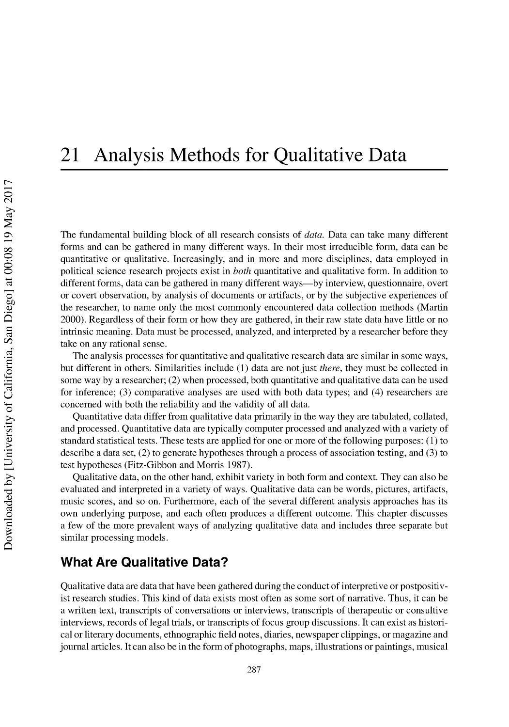 21 Analysis Methods for Qualitative Data