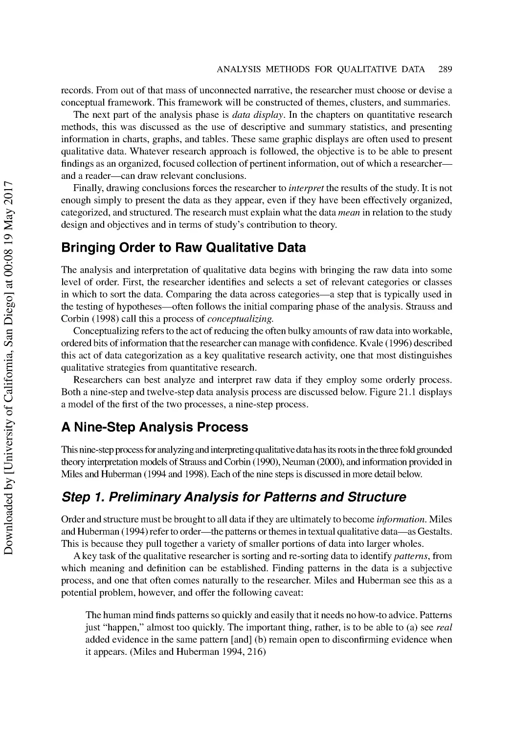 Bringing Order to Raw Qualitative Data
A Nine-Step Analysis Process