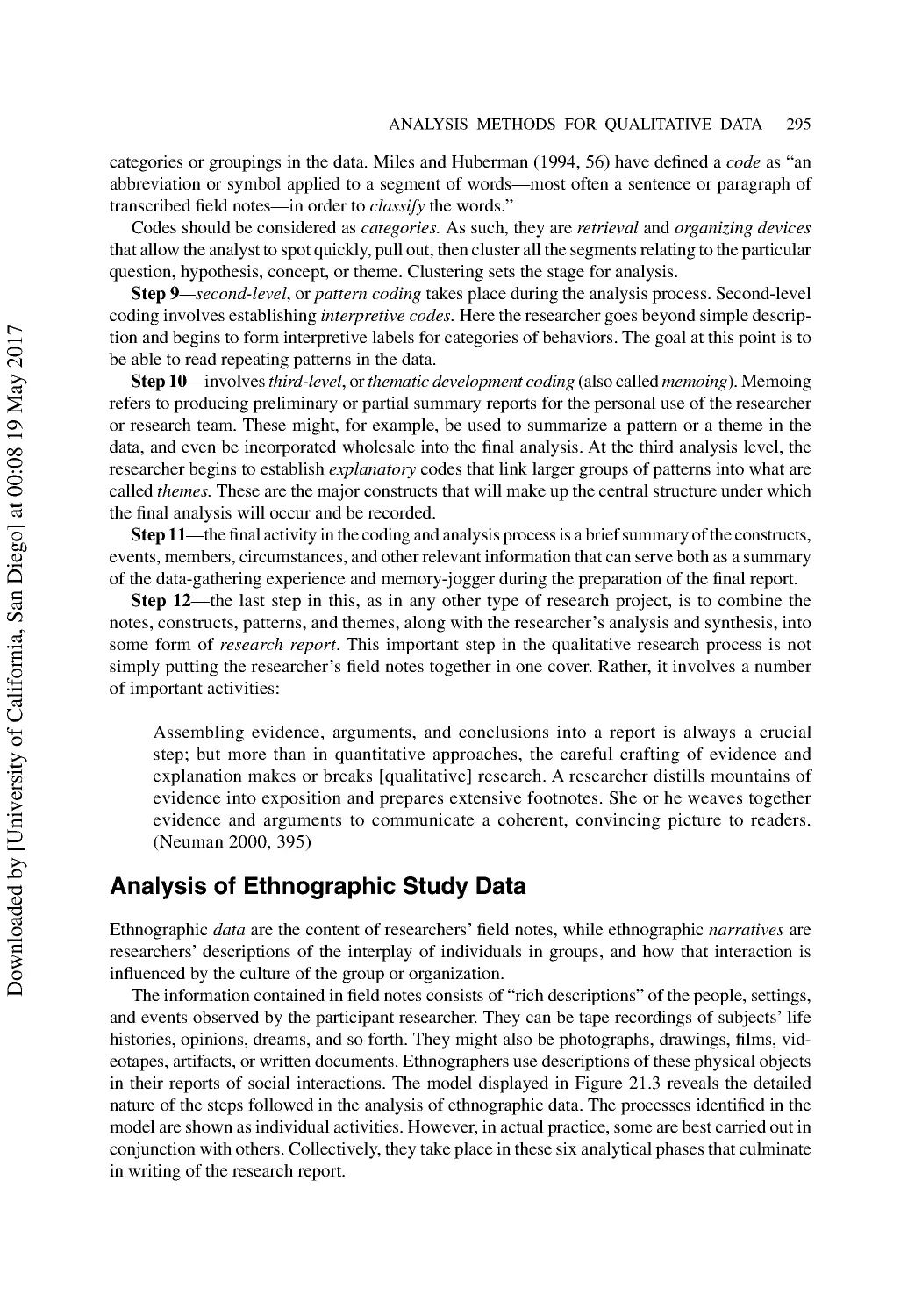 Analysis of Ethnographic Study Data