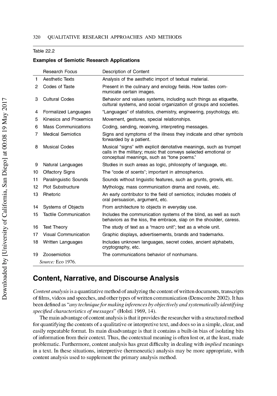 Content, Narrative, and Discourse Analysis