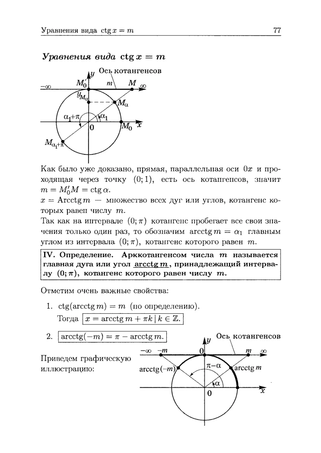 Уравнение вида ctg х = m