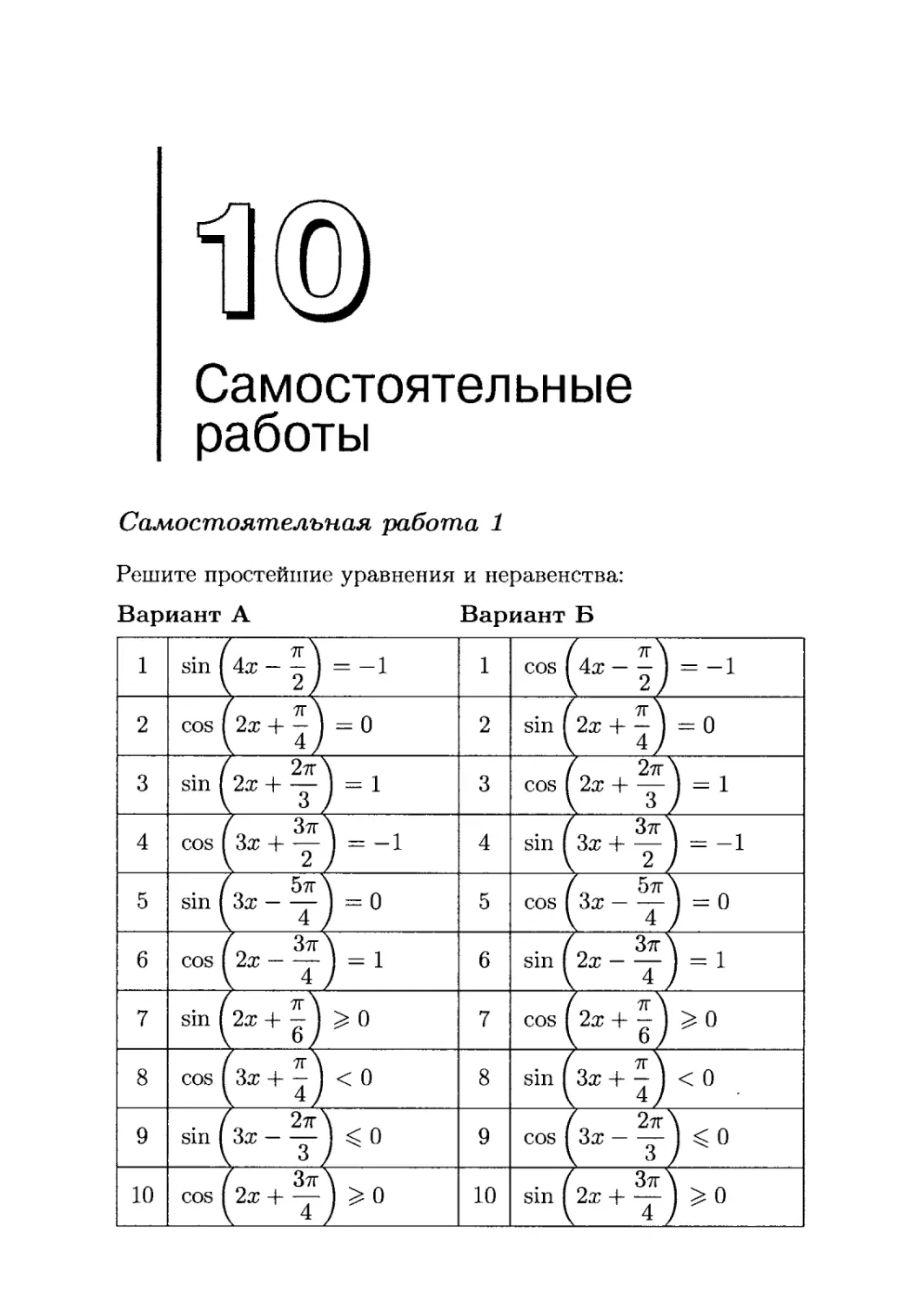 10. Самостоятельные работы
Самостоятельная работа 1