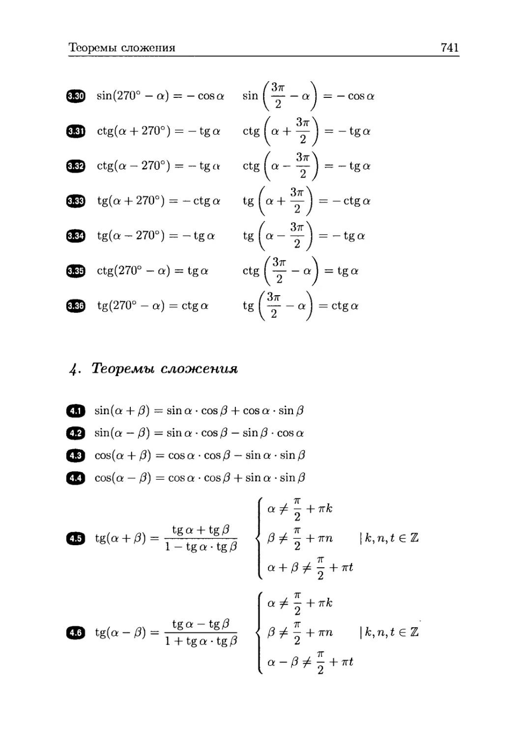 4. Теоремы сложения