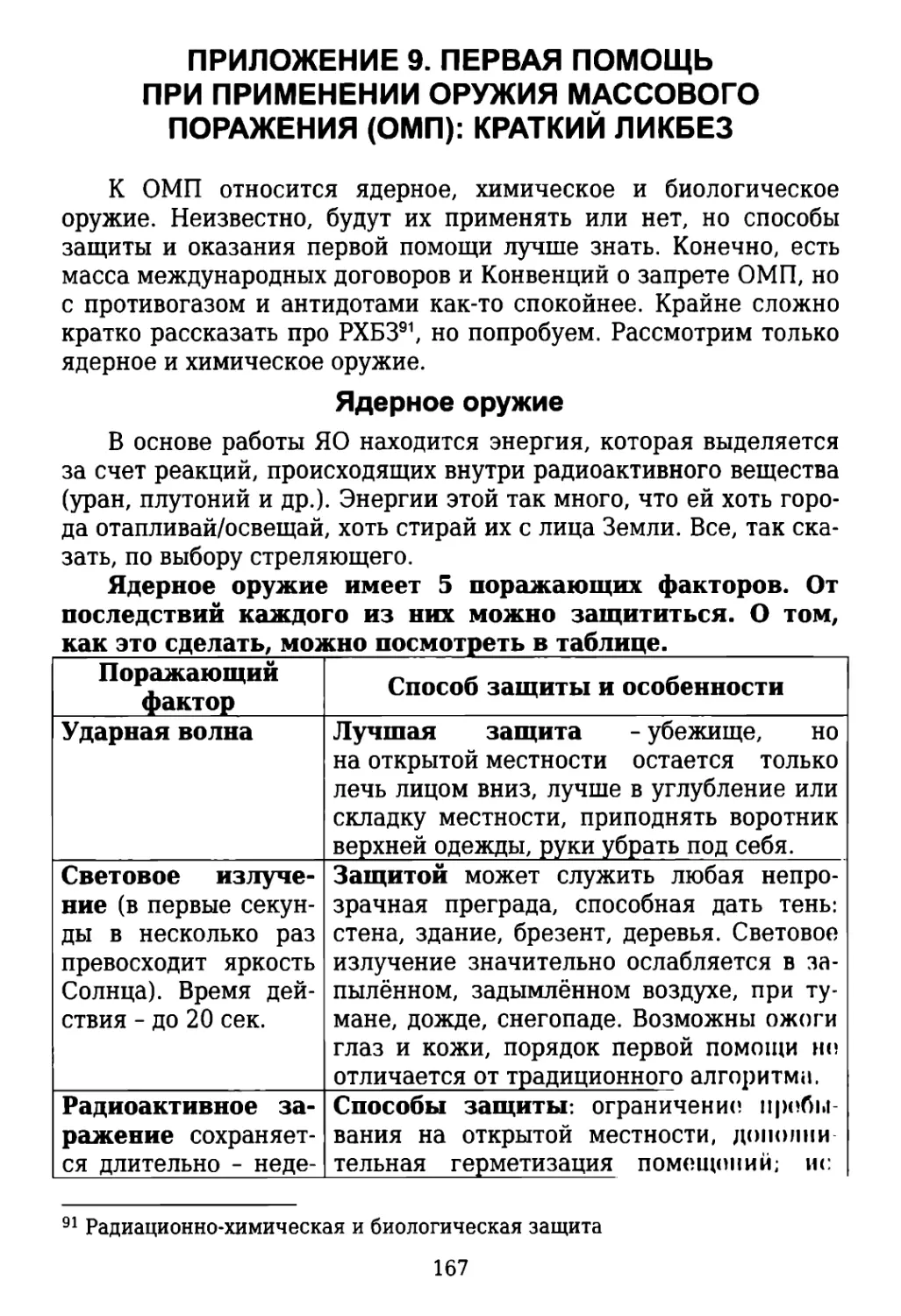 Приложение 9. Первая помощь при применении оружия массового поражения (ОМП)