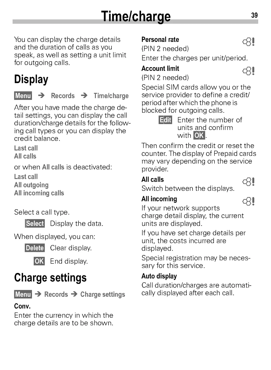 Time/charge