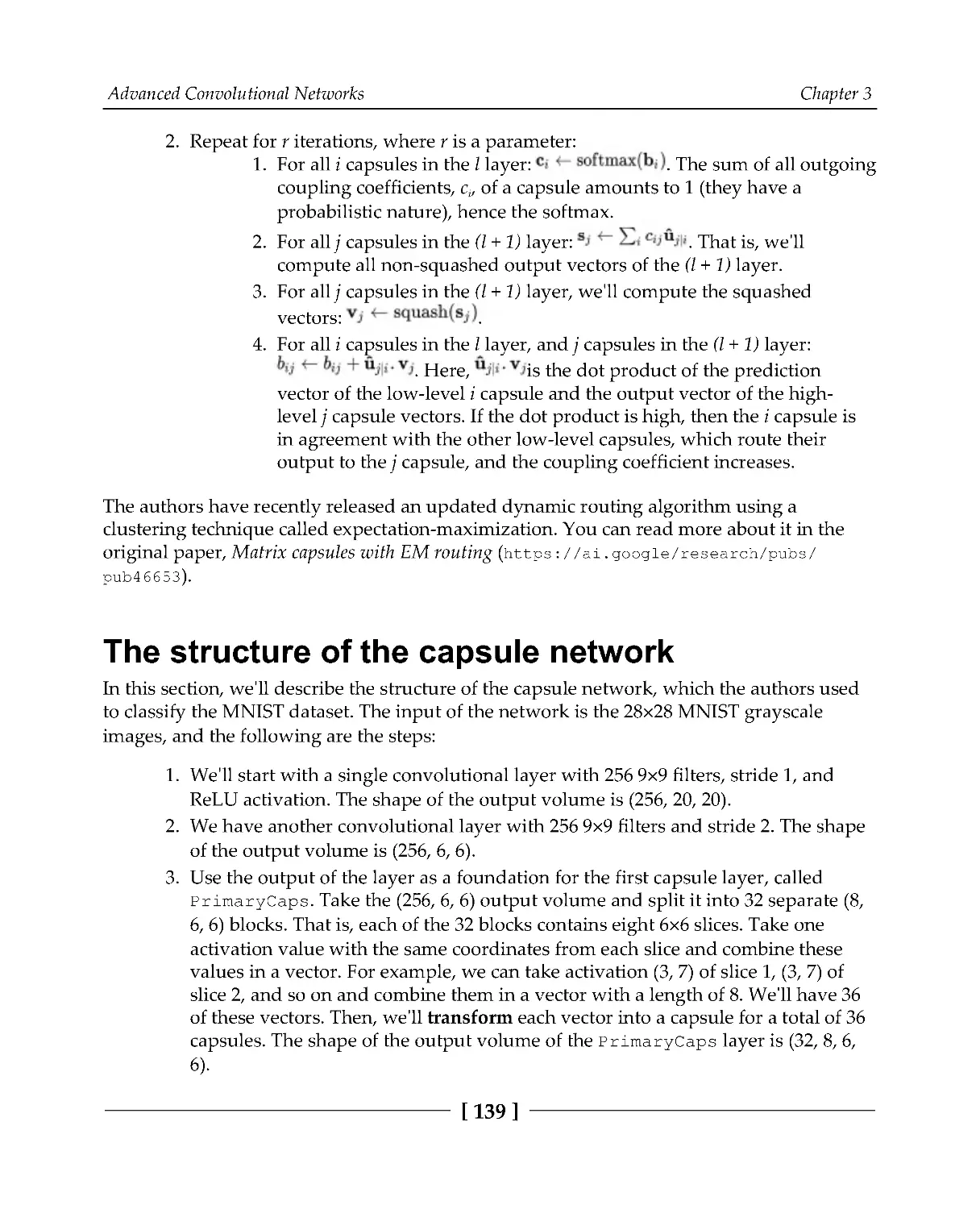 The structure of the capsule network