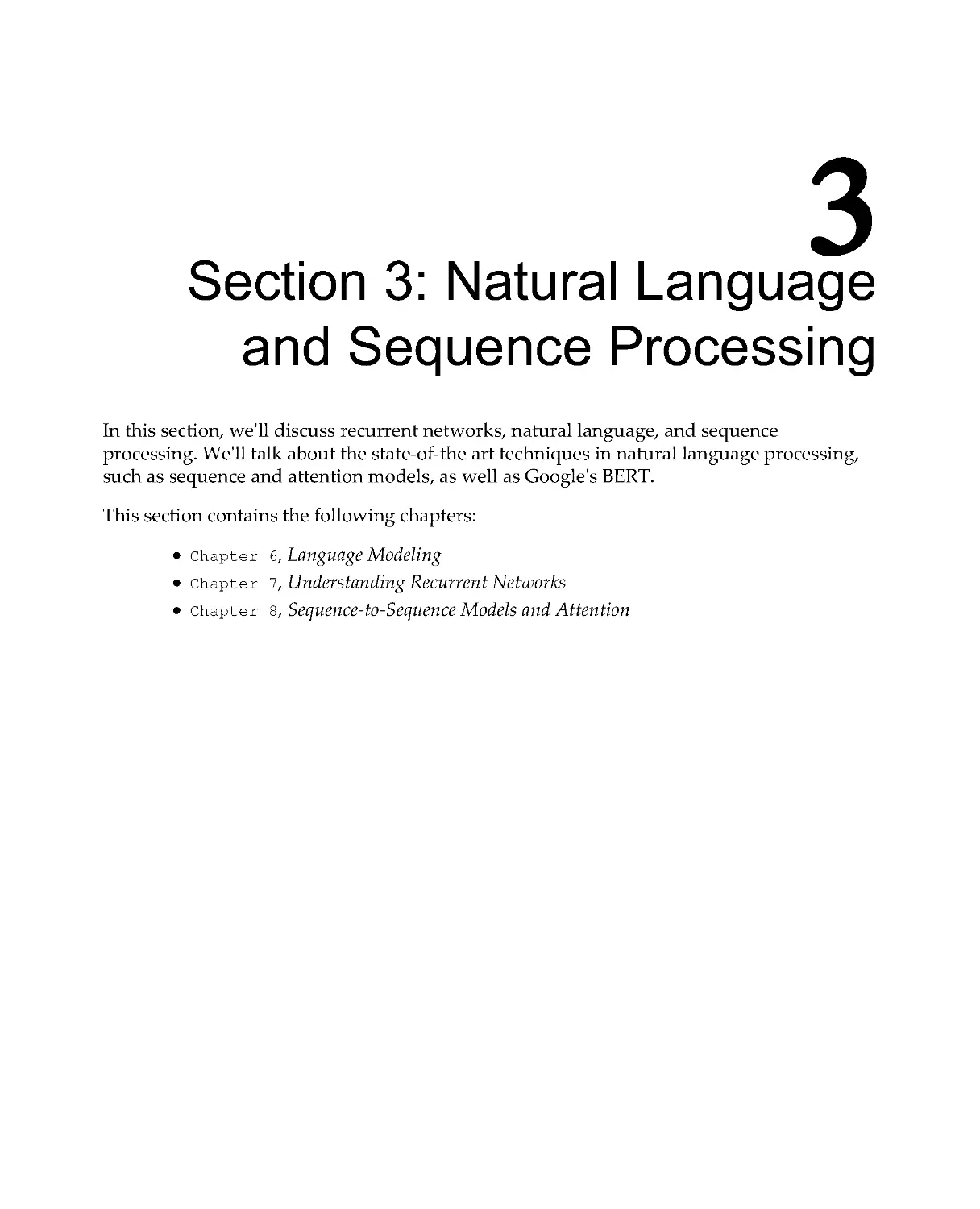 Section 3: Natural Language and Sequence Processing