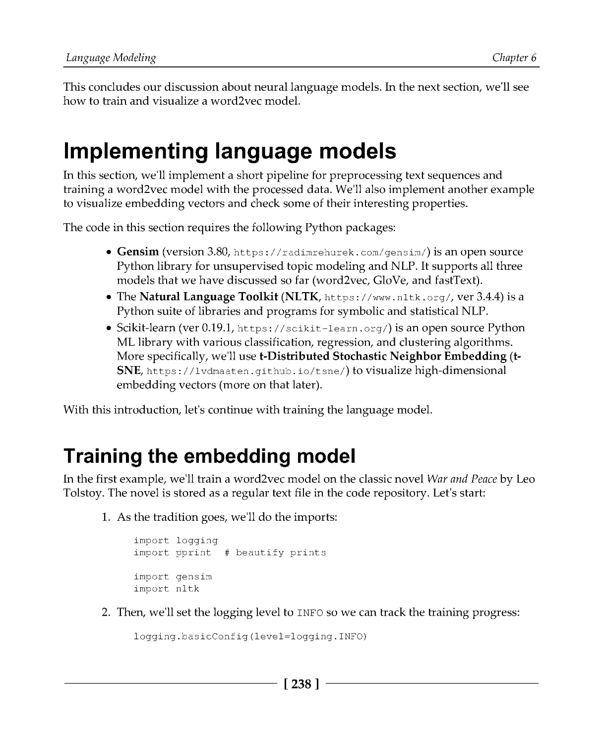 Implementing language models