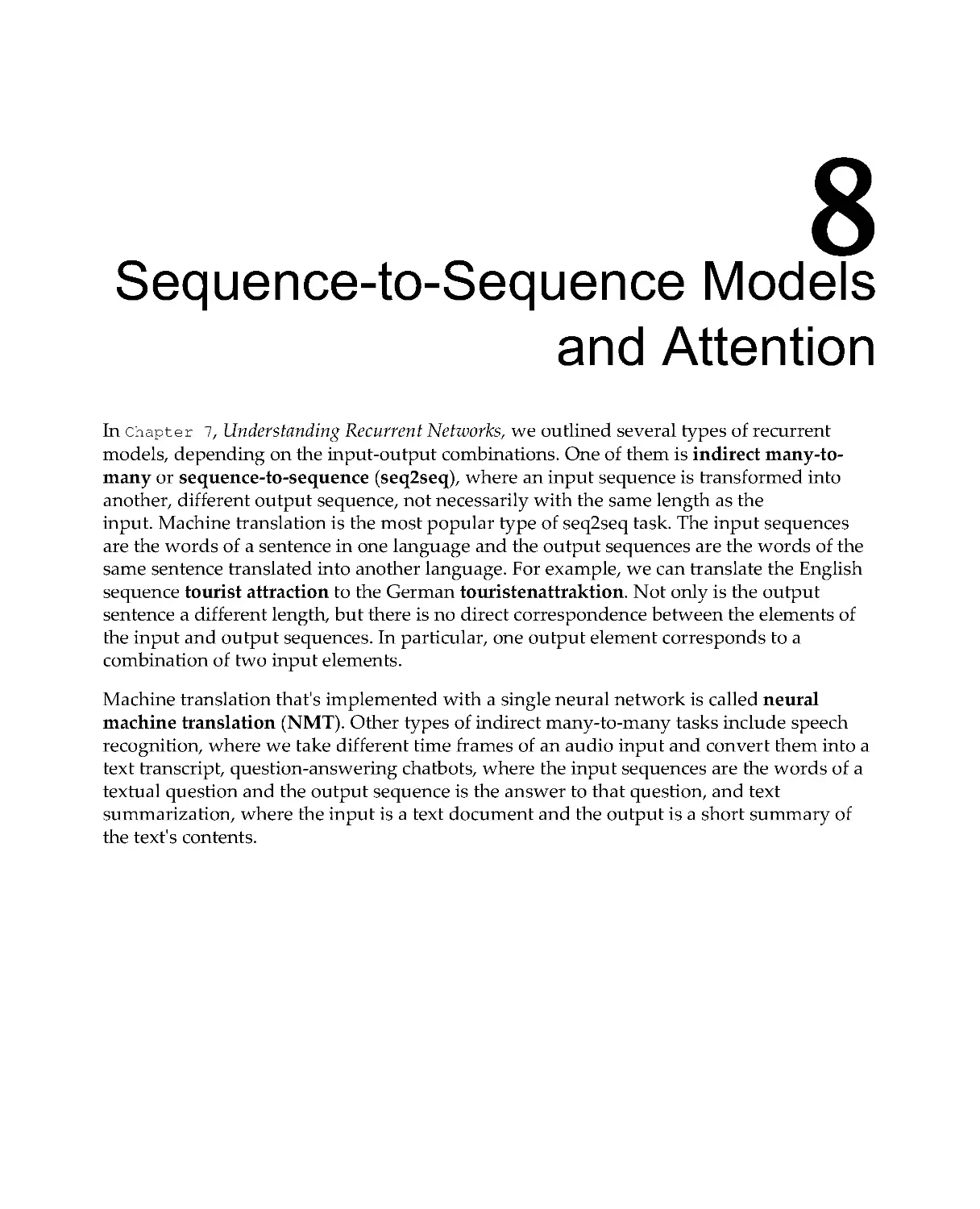Chapter 8: Sequence-to-Sequence Models and Attention