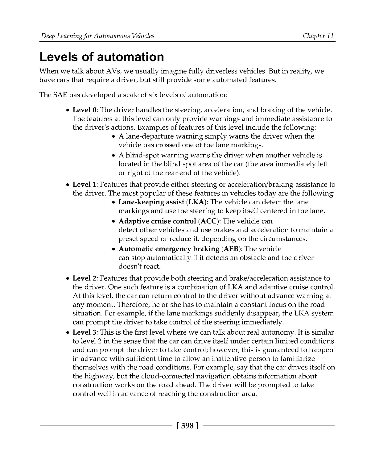 Levels of automation
